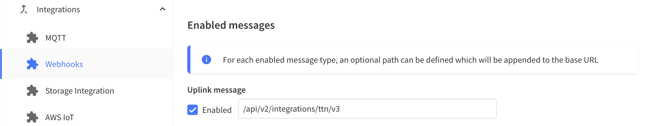 Konfiguration der TTN-Webhook-Integration